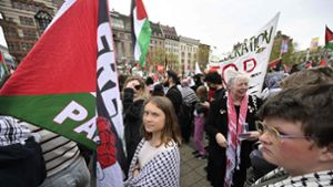 Greta Thunberg bei der Demo gegen die Israel-Teilnahme beim ESC in Malmö. Foto: AFP/JOHAN NILSSON/TT