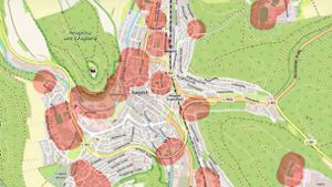 Auf der Bubatzkarte, die ein Softwareentwickler aus Koblenz erstellte, sind für das gesamte Bundesgebiet voraussichtliche Verbotszonen fürs Kiffen aufgezeichnet. Foto: OpenStreetMap